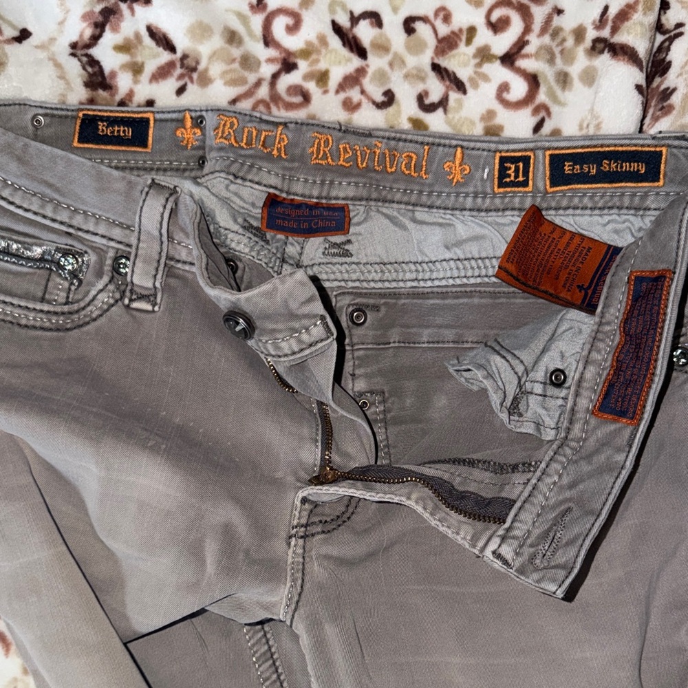 Rock Revival Taupe Easy Skinny Jeans